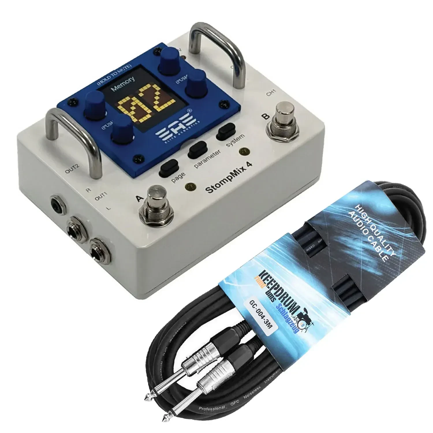 Цифровой микшер Elite Acoustics Stompmix X4 4-канальный Белый с кабелем keepdrum jack