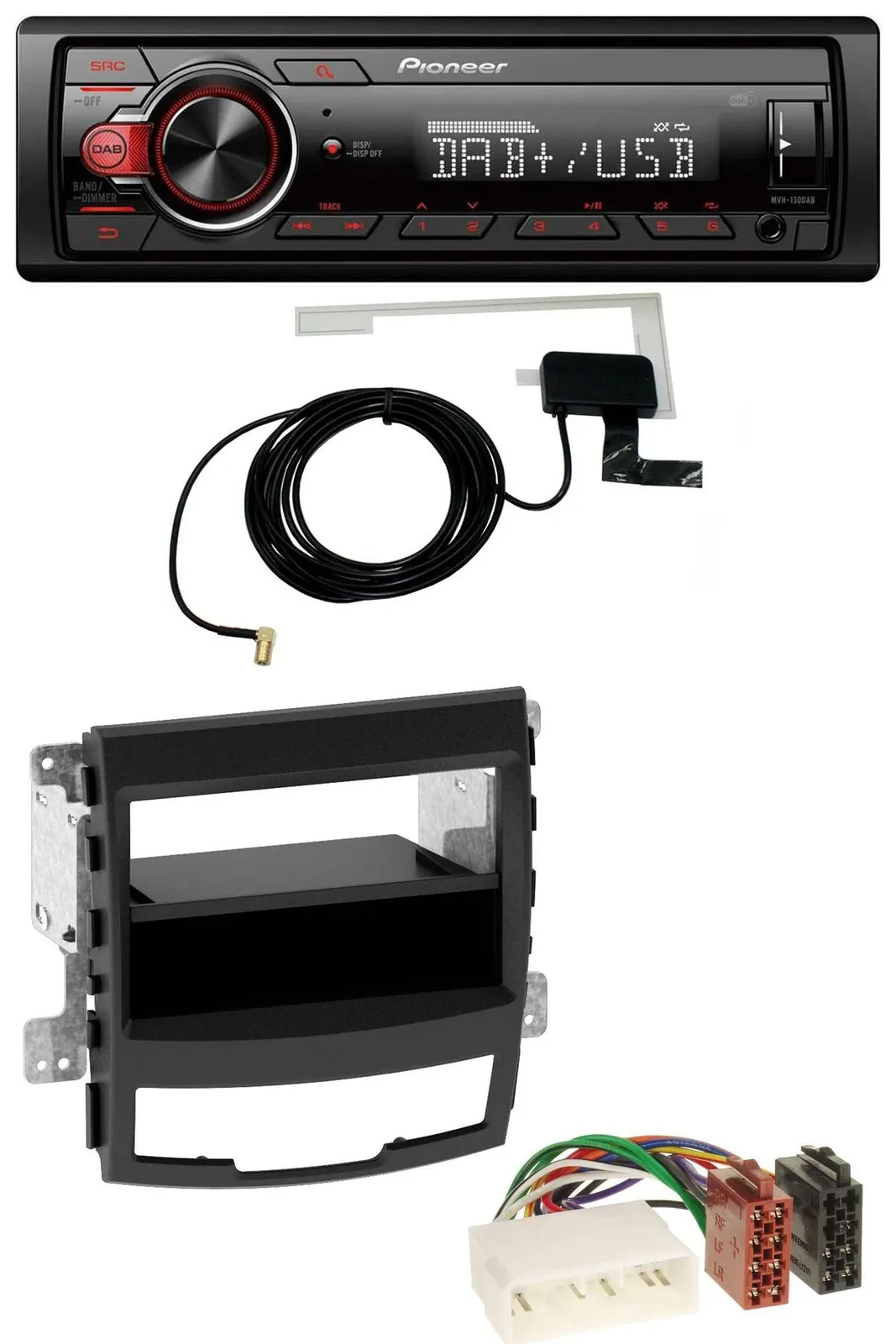 Автомагнитола Pioneer 1-DIN MP3 DAB USB AUX для SsangYong Korando (2010–2013)