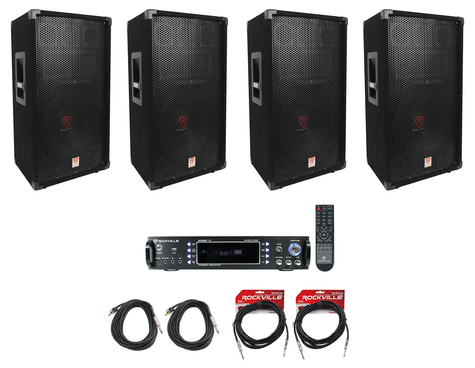 Пассивная акустическая система Rockville RSG12 Black с усилителем (4 штуки)