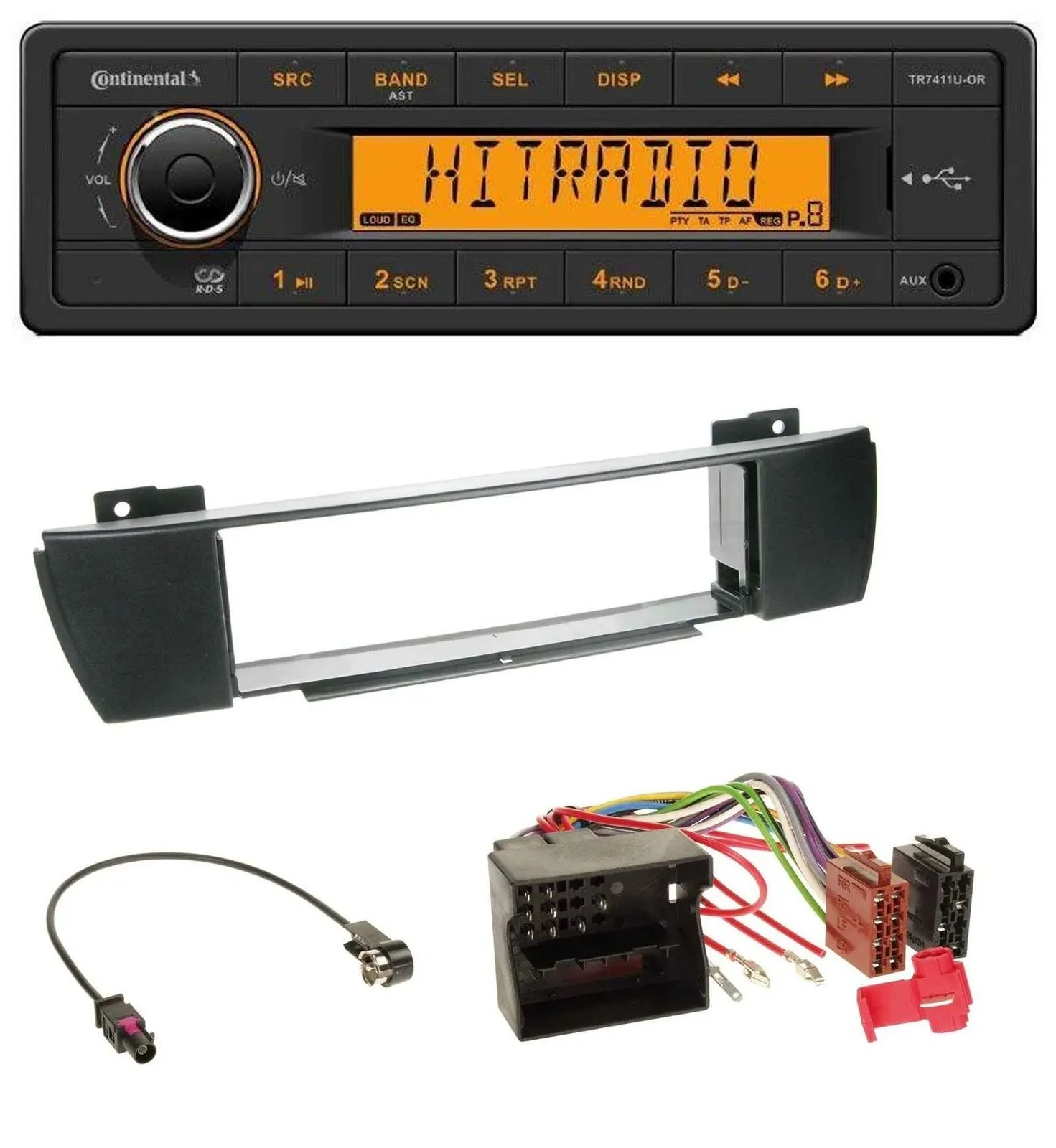 Автомагнитола Continental 1-DIN USB AUX MP3 для BMW X3 (до 2007)