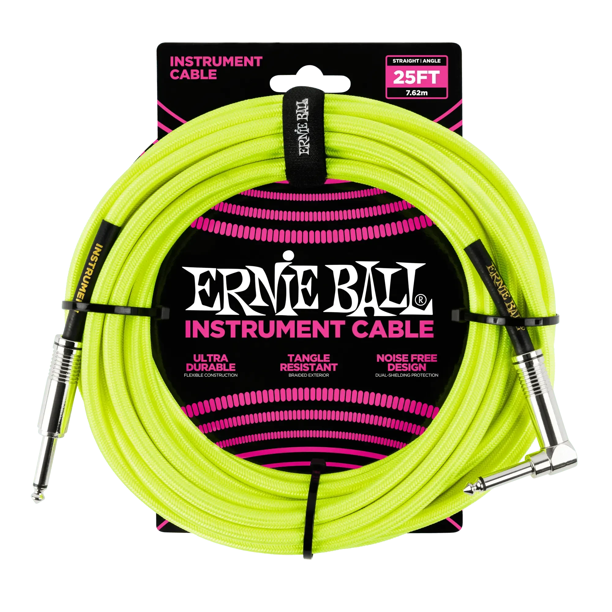 Инструментальный кабель Ernie Ball 6057 7.5м Braided Neon Yellow
