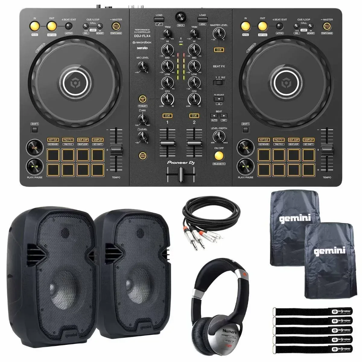 DJ-контроллер с джогом Pioneer DDJ-FLX4 Black с комплектом оборудования