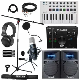 Home Recording Bundle M-Audio AIR192 Interface MPK Mini MK3, Mic & Speakers