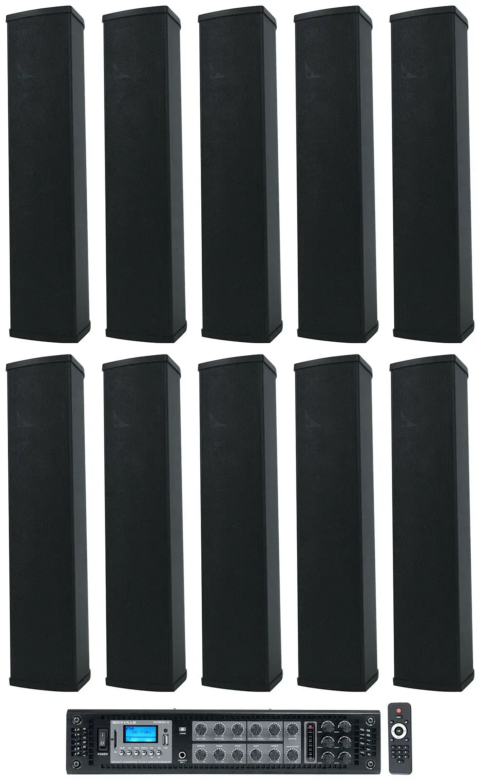 Настенная акустика Rockville WET ARRAY 5 Black с усилителем (10 штук)