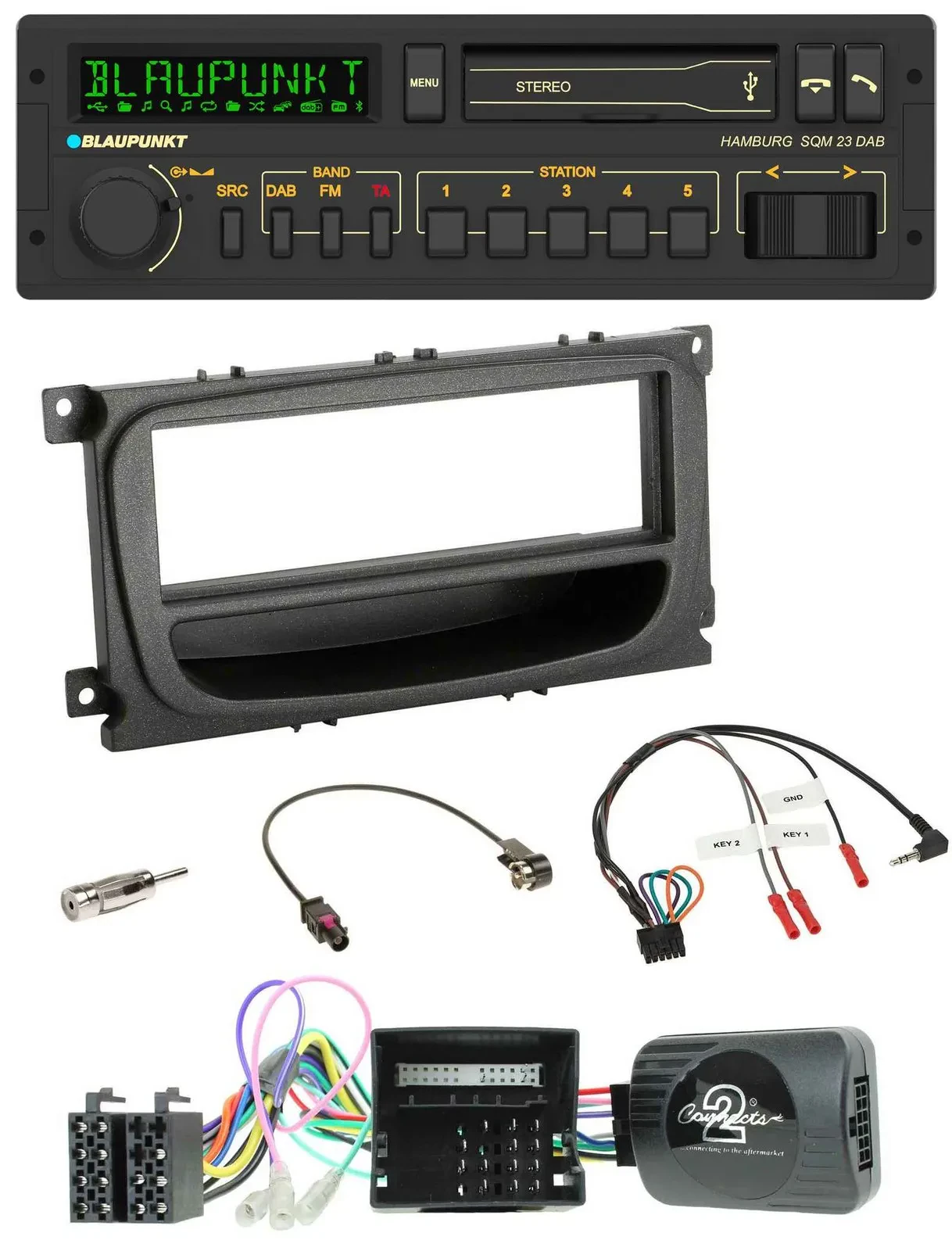 Автомагнитола для Ford Mondeo/S-Max Blaupunkt Bluetooth, DAB, USB, поддержка кнопок на руле (CAN, 2007–2014)