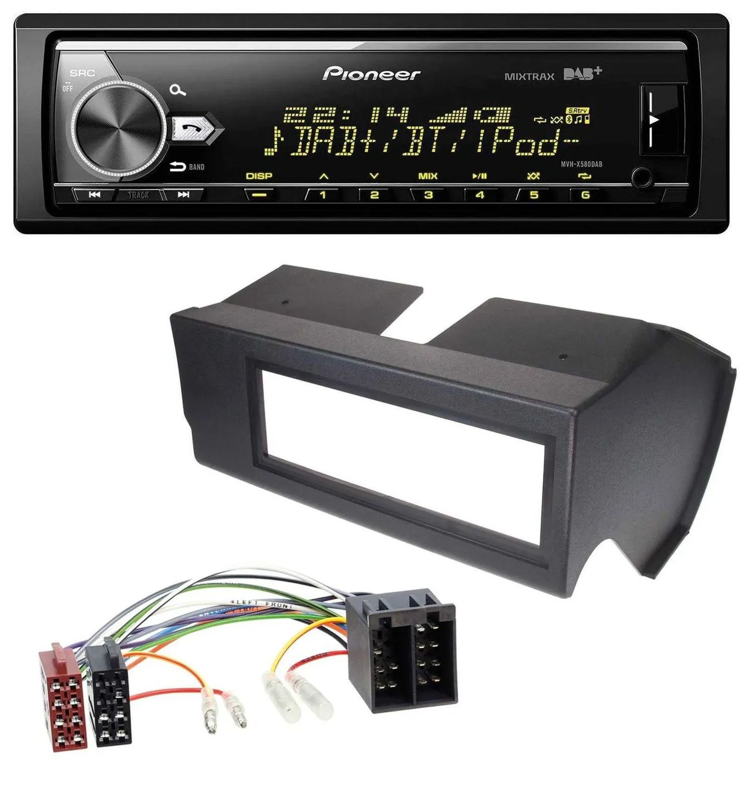 Pioneer Bluetooth USB DAB MP3 Autoradio für Fiat Panda (bis 2002) - schwarz