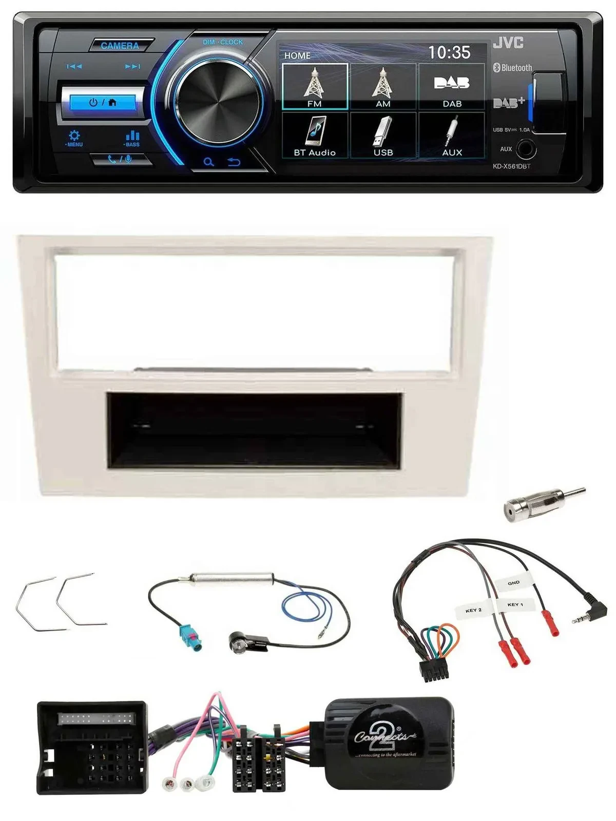 JVC Bluetooth Lenkrad USB DAB Autoradio für Opel Corsa D 2006-2008 perl-weiss