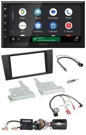 Kenwood DAB Bluetooth USB Lenkrad 2DIN Autoradio für Audi A4 2000-2001