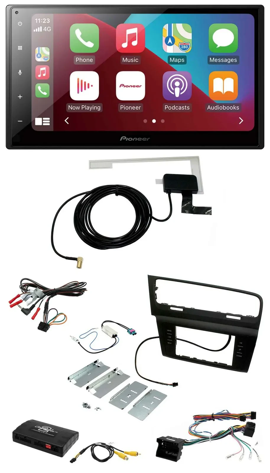 Автомагнитола для VW Golf VII (2012–2018) Pioneer 2DIN, USB, Bluetooth, DAB, поддержка кнопок на руле