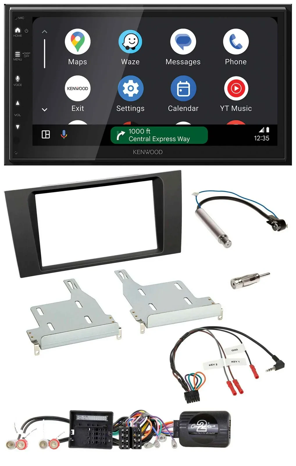 Kenwood DAB Bluetooth USB Lenkrad 2DIN Autoradio für Audi A4 2000-2001