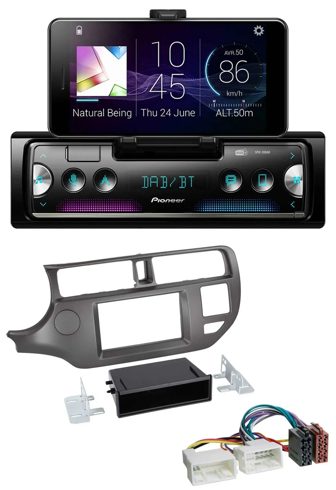 Автомагнитола Pioneer USB MP3 Bluetooth DAB для Kia Rio UB 2011–2014, антрацит
