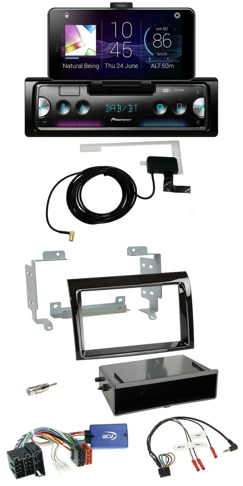 Автомагнитола для Fiat Ducato (2008–2011) Pioneer DAB, Bluetooth, USB, поддержка управления на руле, черный (piano black)