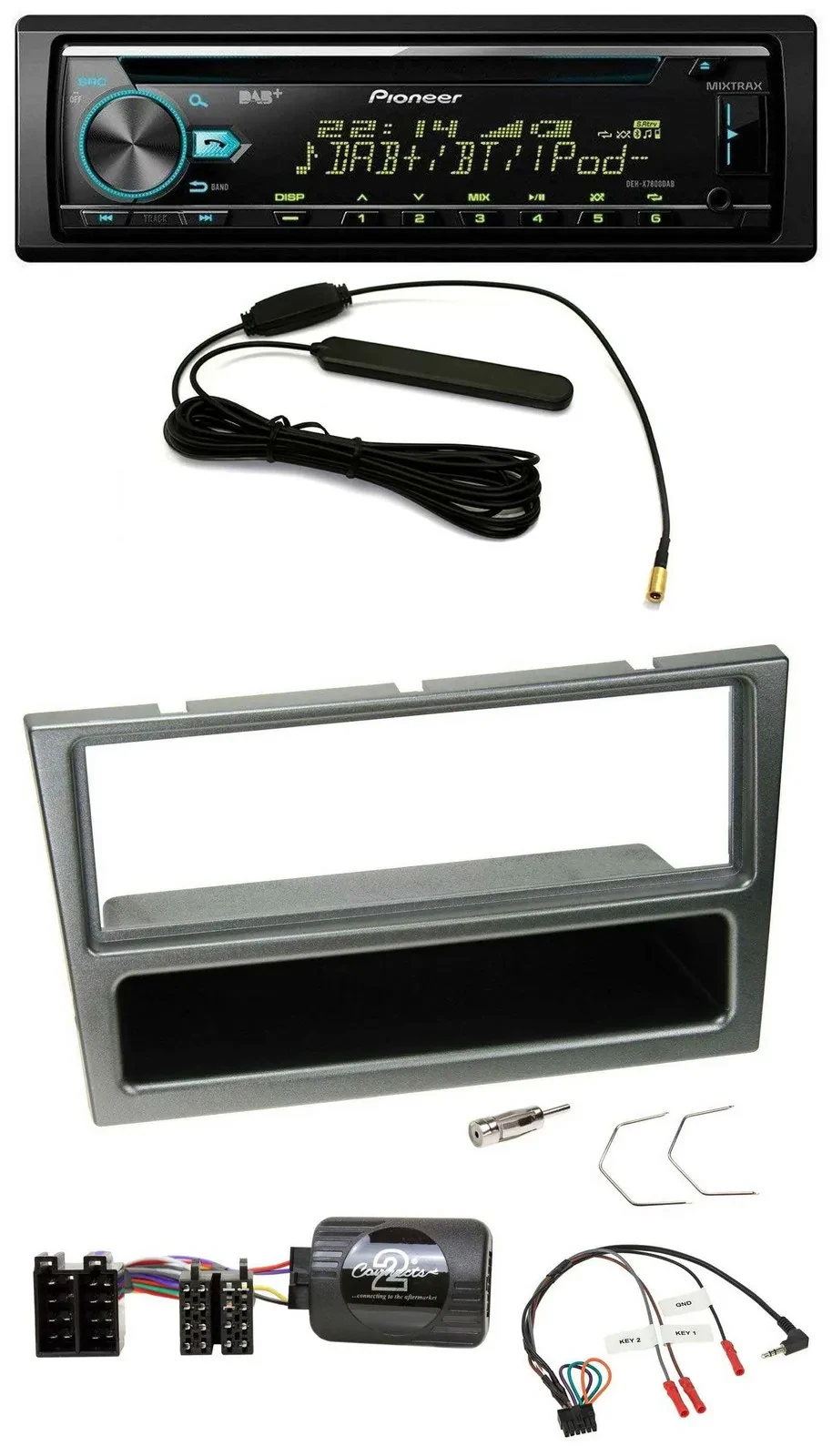 Pioneer CD MP3 Lenkrad DAB USB Autoradio für Opel Corsa C 00-04 aluminium