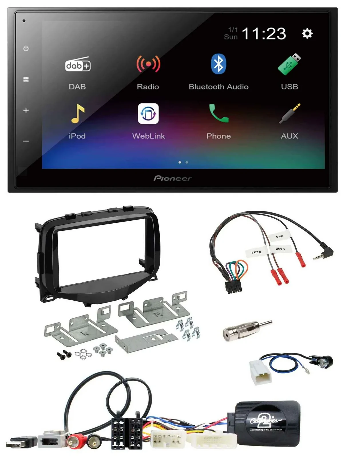 Pioneer USB Bluetooth DAB 2DIN Lenkrad Autoradio für Toyota Aygo 2014-2021