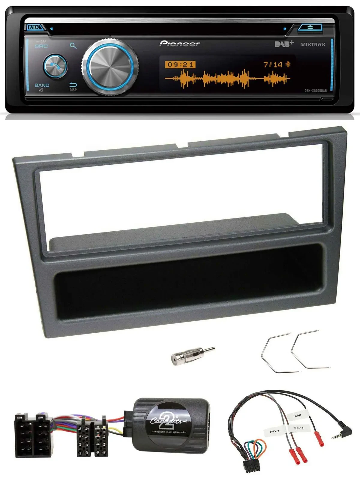 Pioneer Lenkrad DAB USB CD Bluetooth Autoradio für Opel Corsa C 2000-04 charcoal