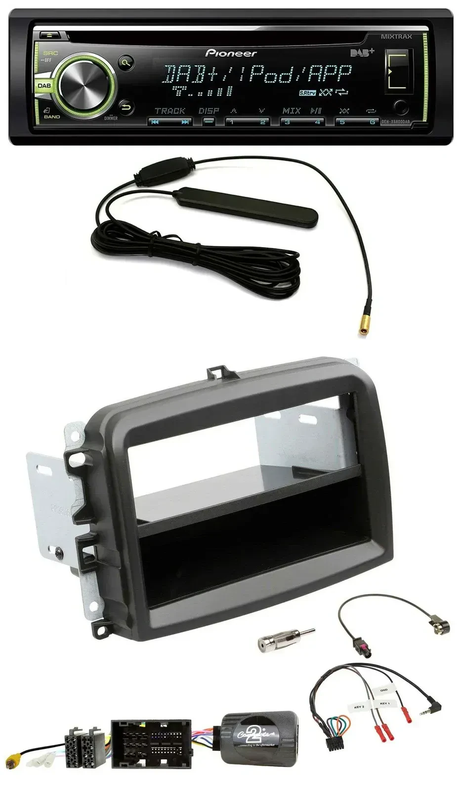 Автомагнитола для Fiat 500L (с 2012) Pioneer CD/USB, DAB, совместима с кнопками на руле