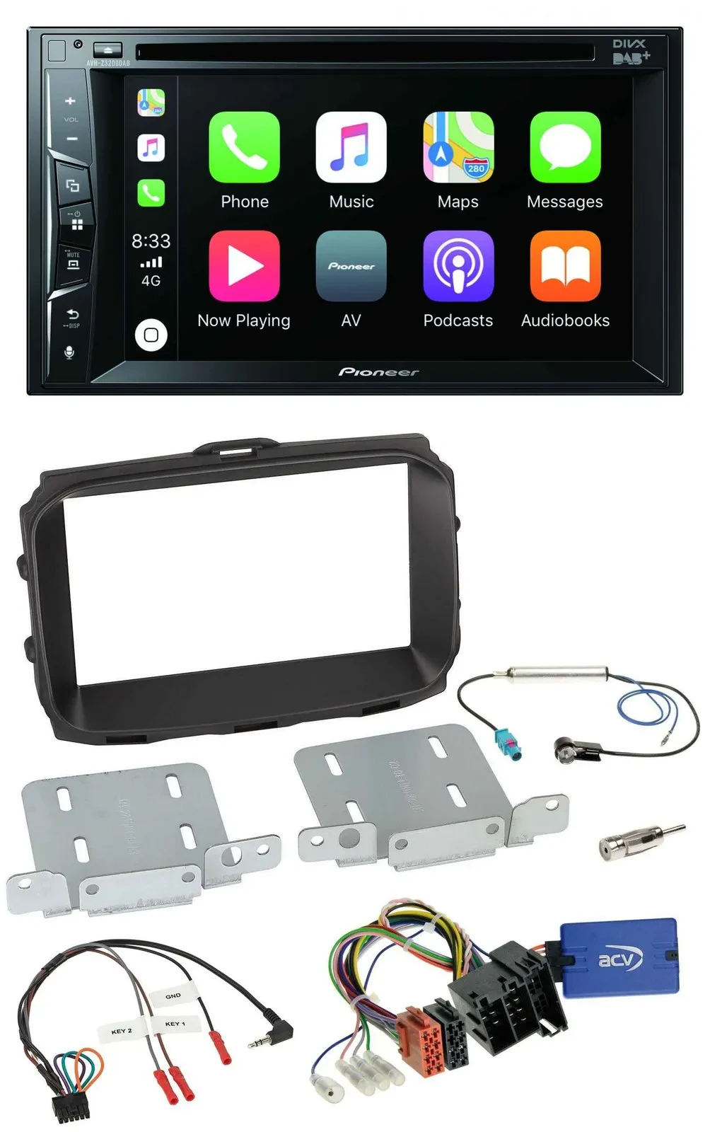 Pioneer Lenkrad USB DVD Bluetooth DAB 2DIN Autoradio für Alfa Romeo Giulietta 20