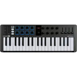 MIDI клавиатура Arturia [MiniLAB 3 37 Black] 37 клавиш, 8 энкодеров, 8 RGB пэдов, 8 фейдеров, дисплей, сенсорные регуляторы Pitch/Modulation, MIDI-выход, 1/4" Jack вход педали, режим Chord, арпеджиатор, USB-C