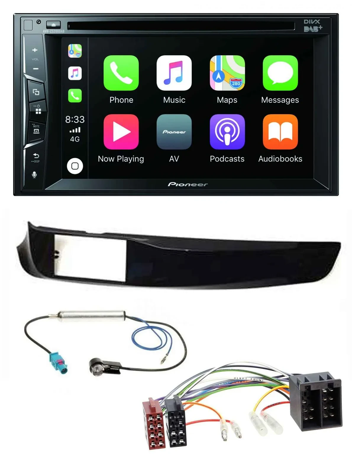 Автомагнитола Pioneer 2DIN, MP3, USB, DVD, Bluetooth, DAB, для Alfa Romeo Giulietta, черный глянец
