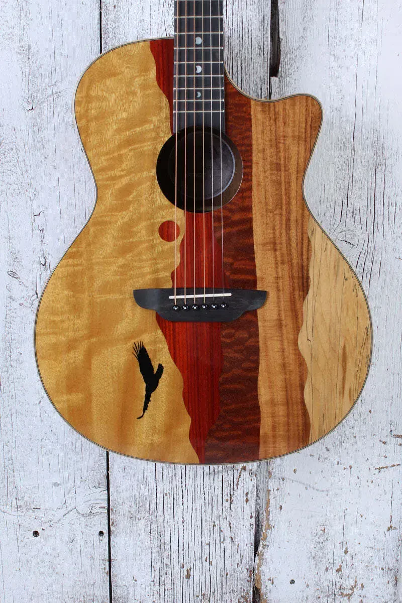 Luna Vista Eagle Grand Concert Cutaway Acoustic Electric Guitar w Hardshell Case