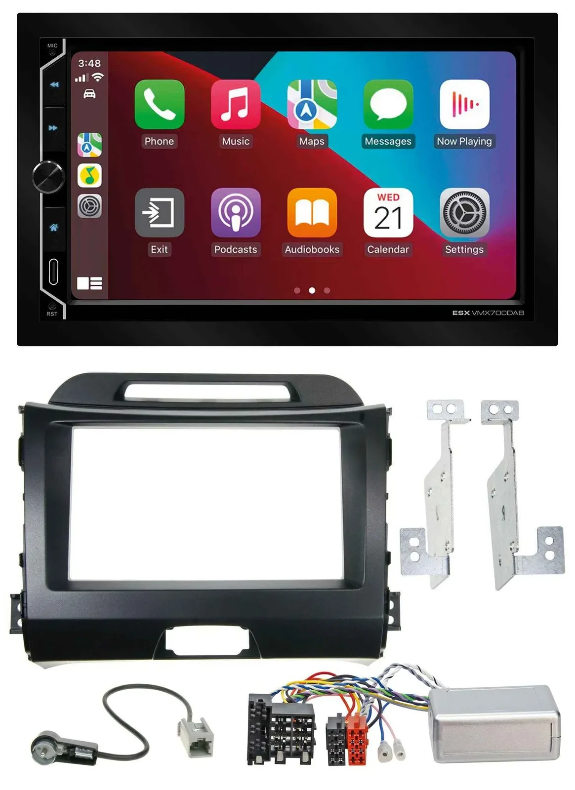 ESX 2DIN DAB USB Lenkrad Bluetooth Autoradio für Kia Sportage III 10-15 schwarz