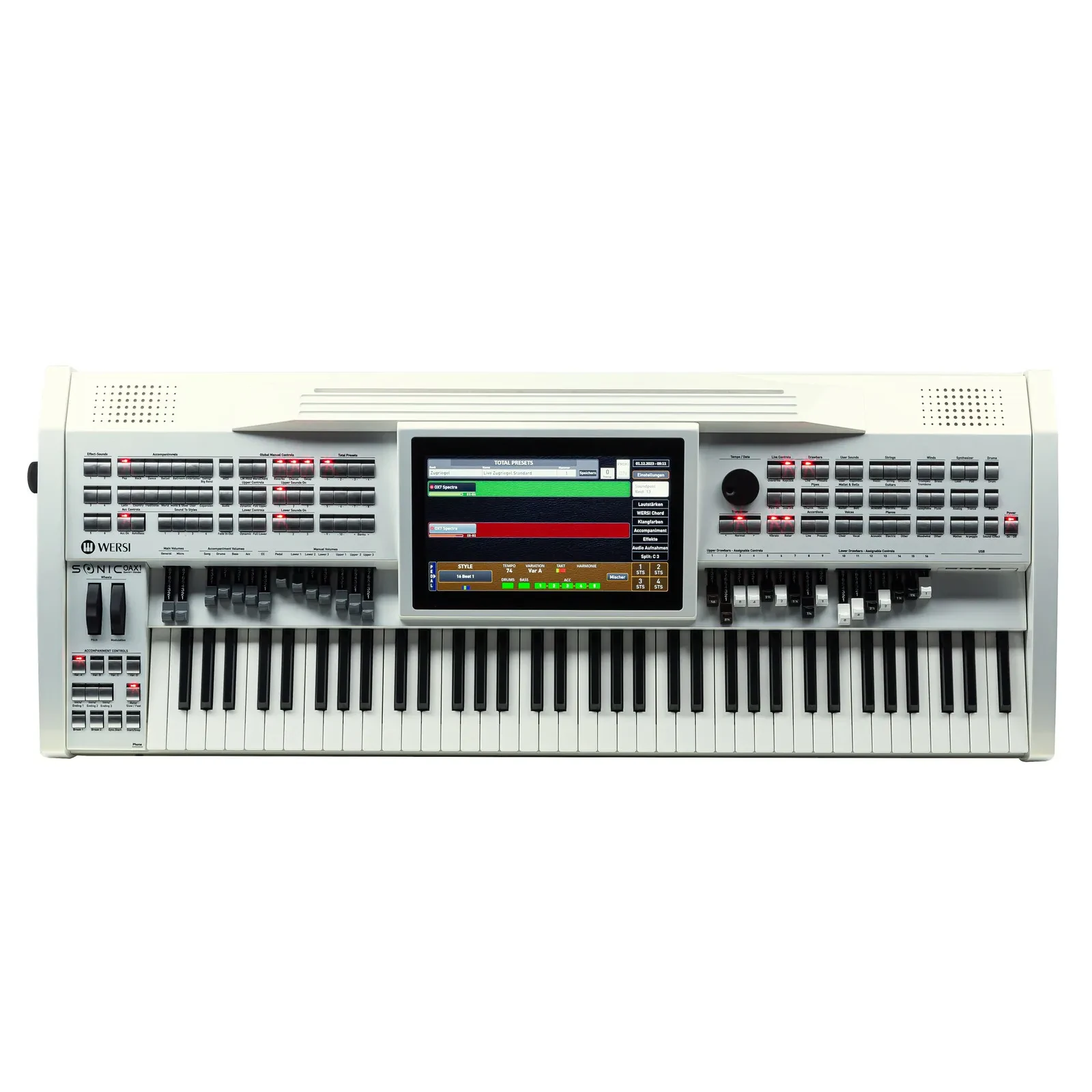 OAX1 Profi Arranger Keyboard 76-Tasten Perlmutt Weiss Touch Display 1500 Sounds