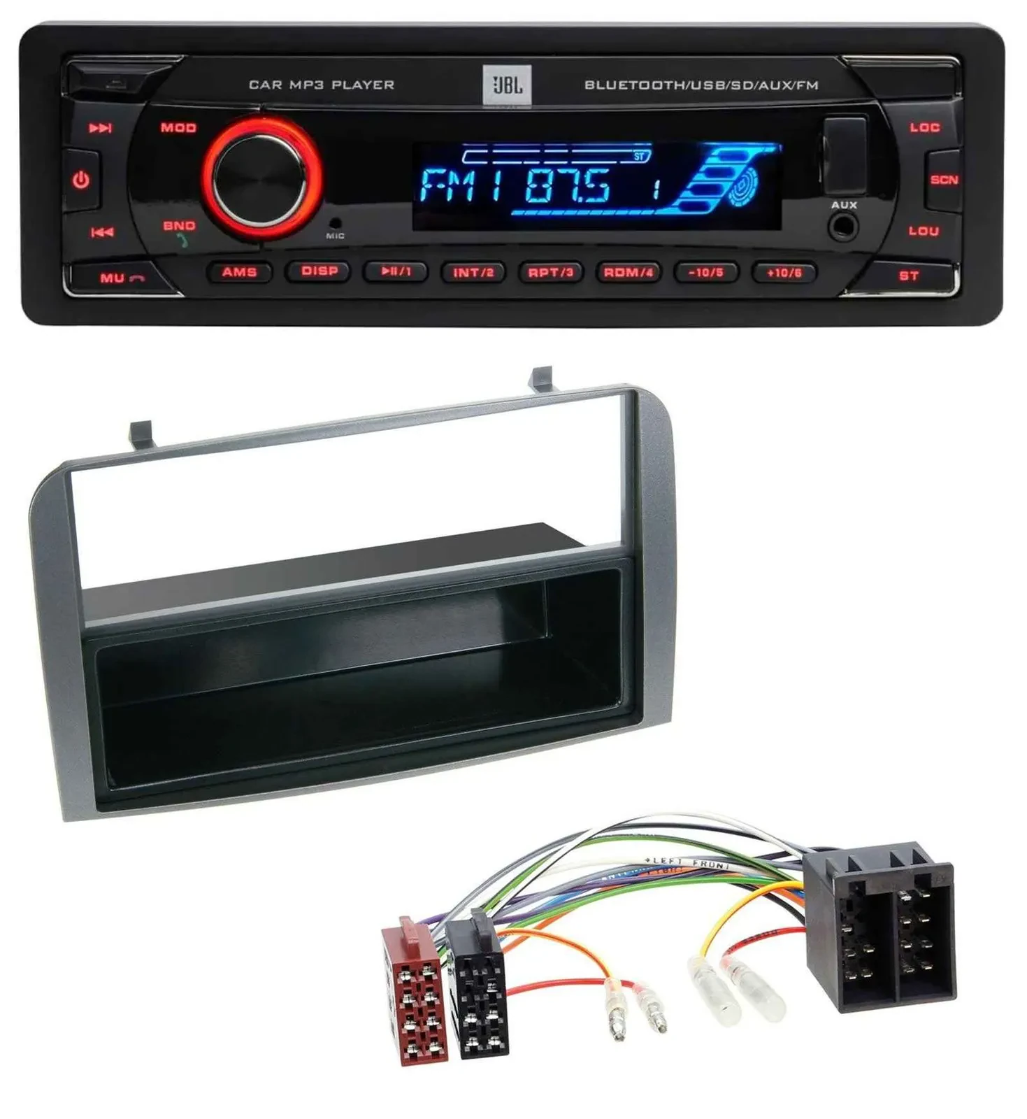Автомагнитола для Alfa Romeo 147/GT JBL AUX MP3 USB Bluetooth SD антрацит с карманом