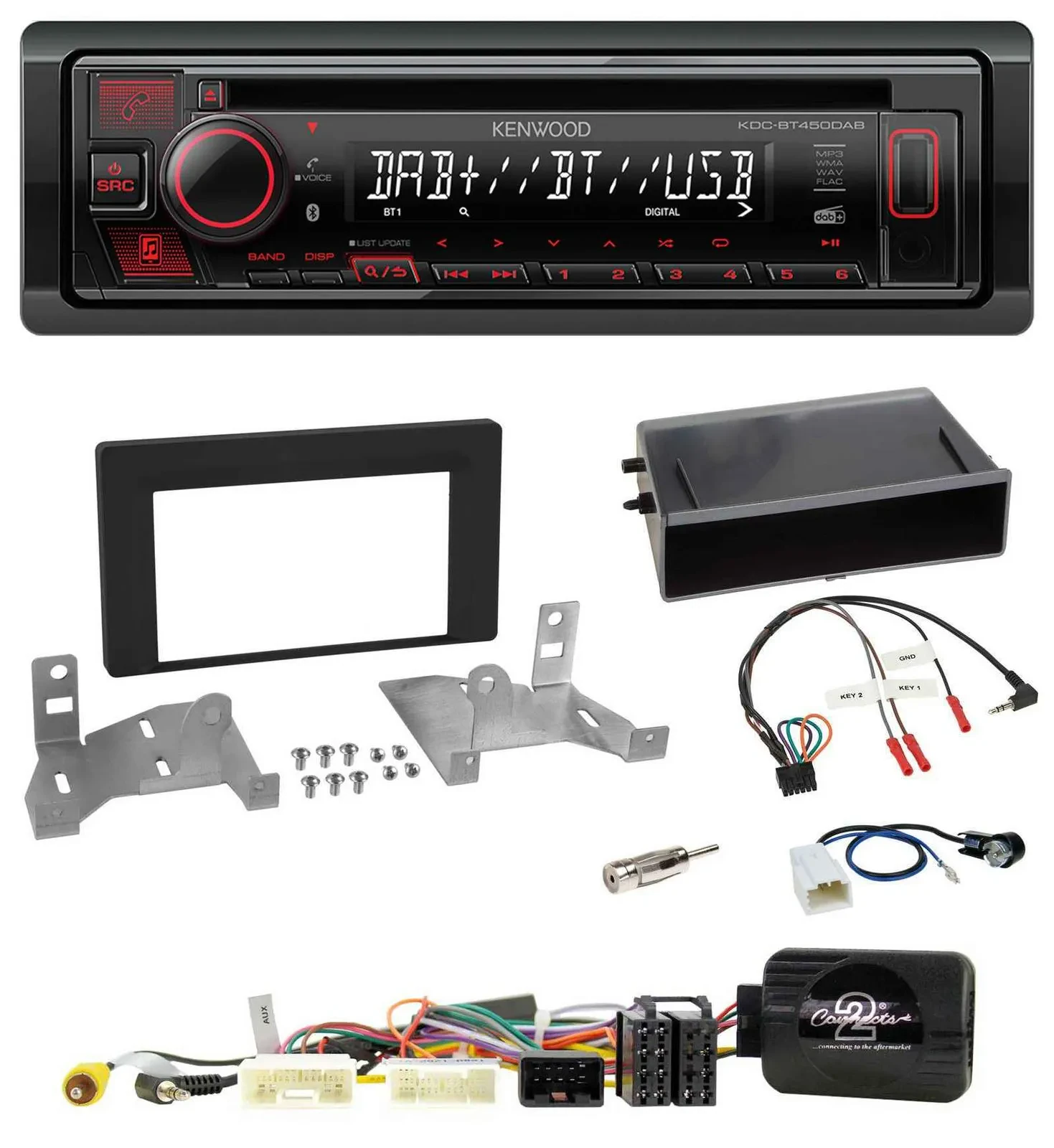 Kenwood Lenkrad CD USB Bluetooth DAB Autoradio für Toyota Aygo AB7 ab 2022 schwa