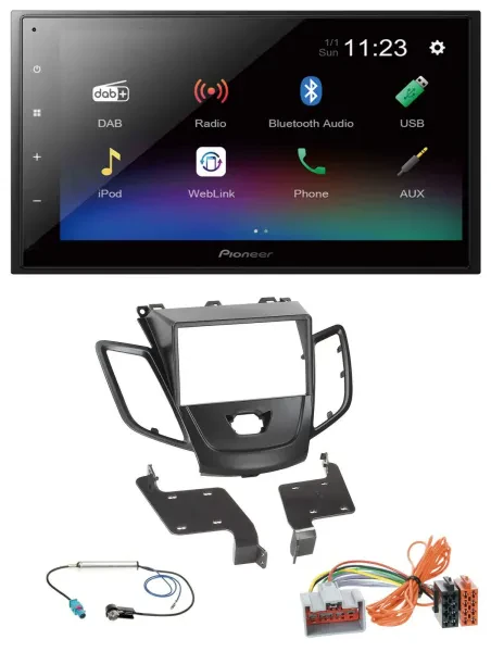Pioneer USB Bluetooth DAB 2DIN MP3 Autoradio für Ford Fiesta 08-10 schwarz
