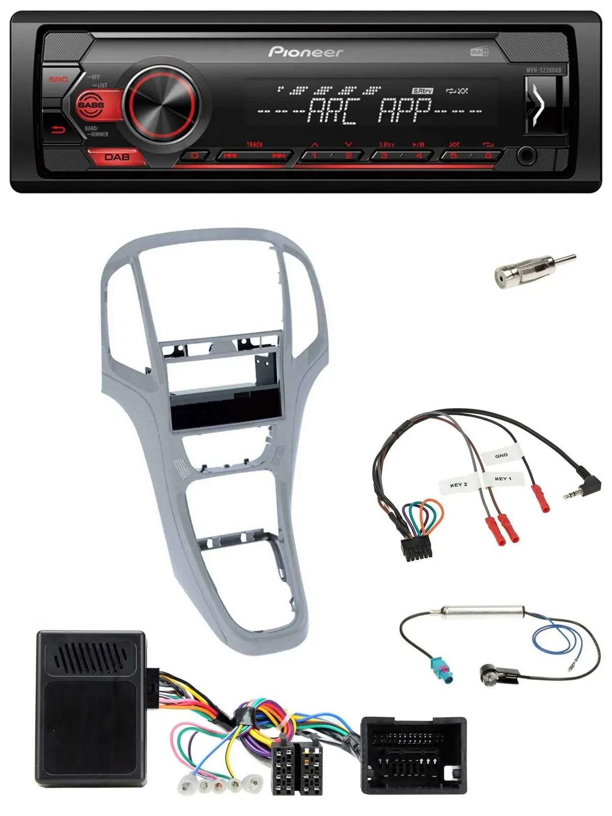 Pioneer DAB 1DIN MP3 Lenkrad USB Autoradio für Opel Astra J 09-16 Platin silber