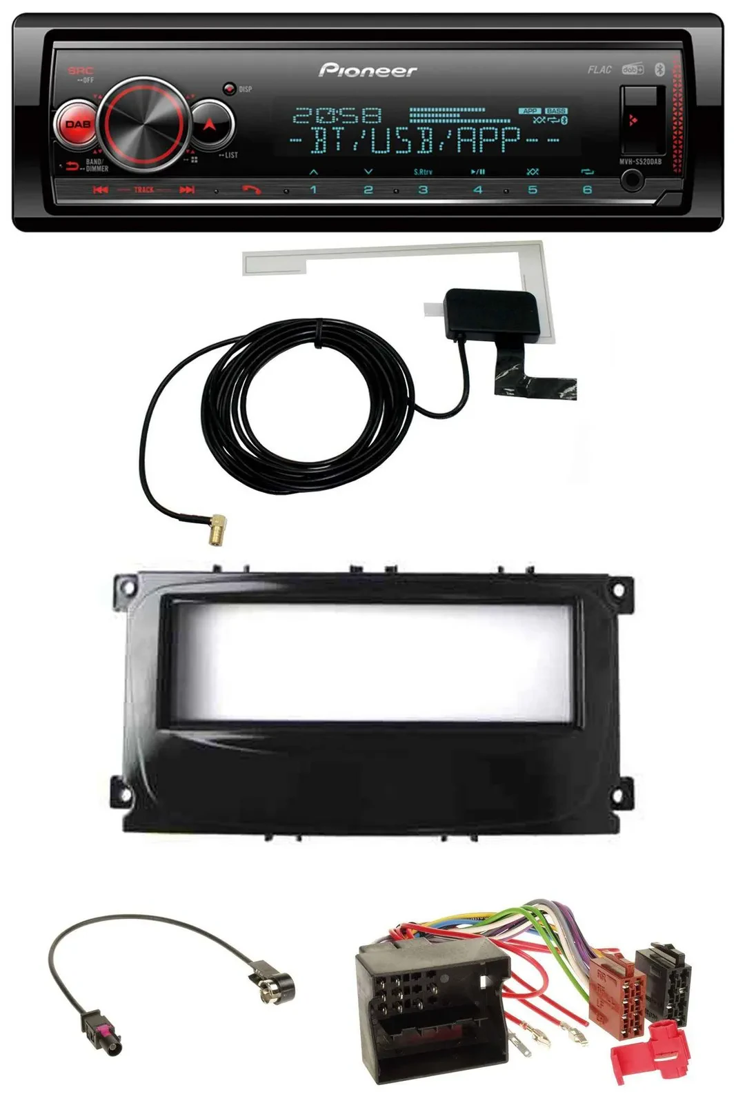 Автомагнитола Pioneer Bluetooth DAB USB MP3 для Ford C‑Max/Galaxy/Focus (с 2007)