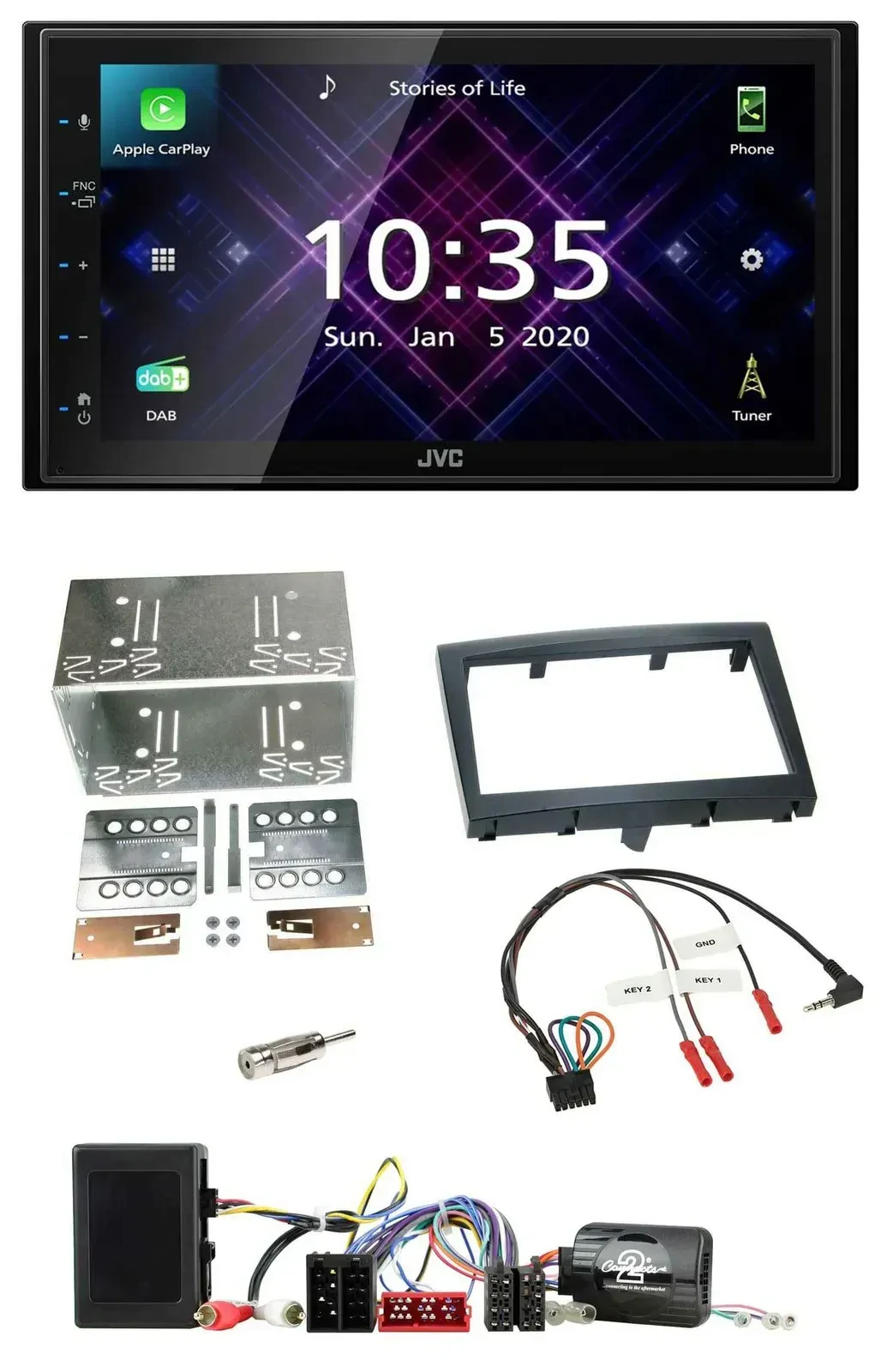 JVC DAB 2DIN Lenkrad Bluetooth USB Autoradio für Porsche Boxster 911 Cayman schw