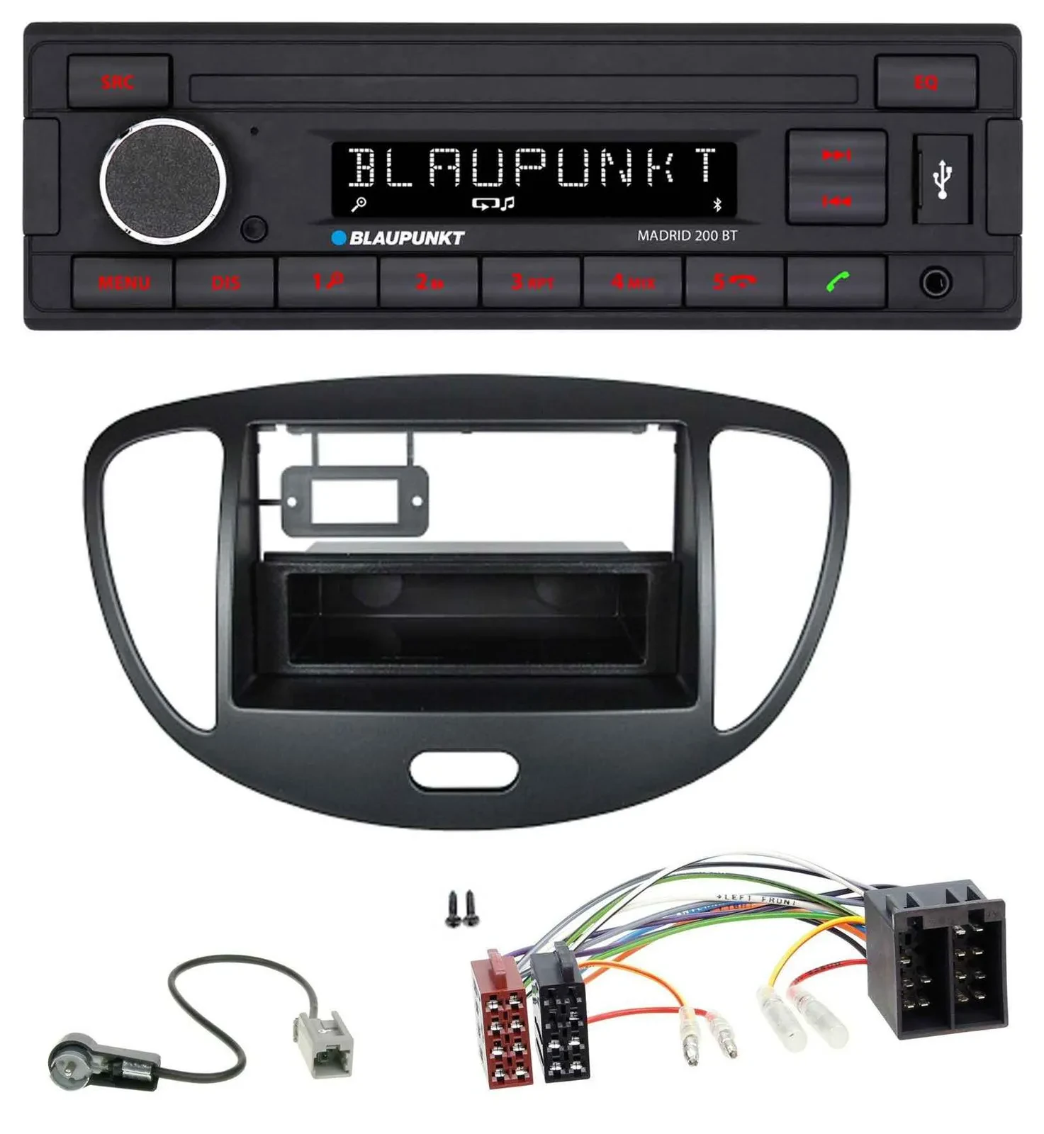 Blaupunkt USB AUX Bluetooth MP3 Autoradio für Hyundai i10 (2008-2013) schwarz