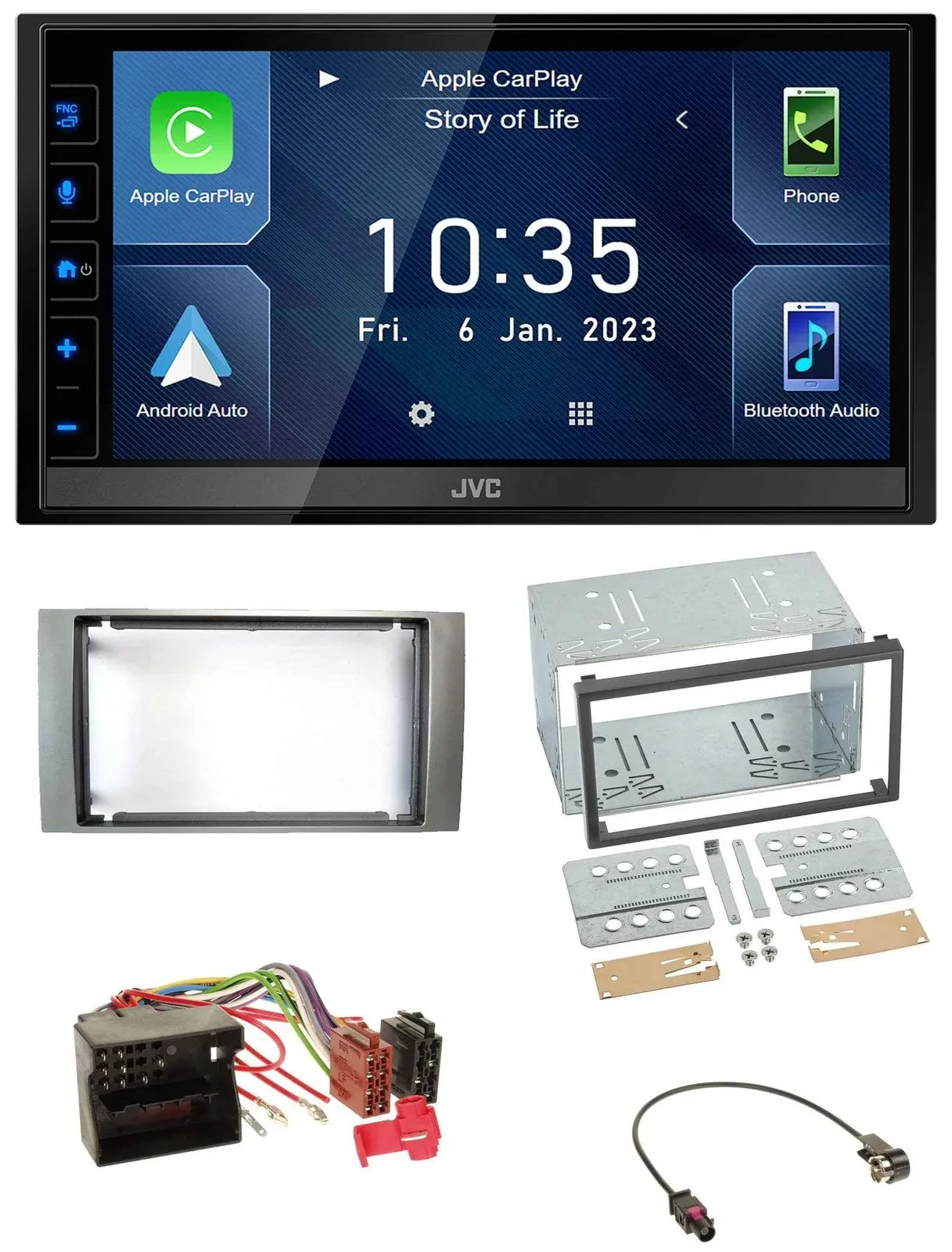 JVC DAB Bluetooth MP3 USB 2DIN Autoradio für Ford Fiesta Focus 2004-2008 silber