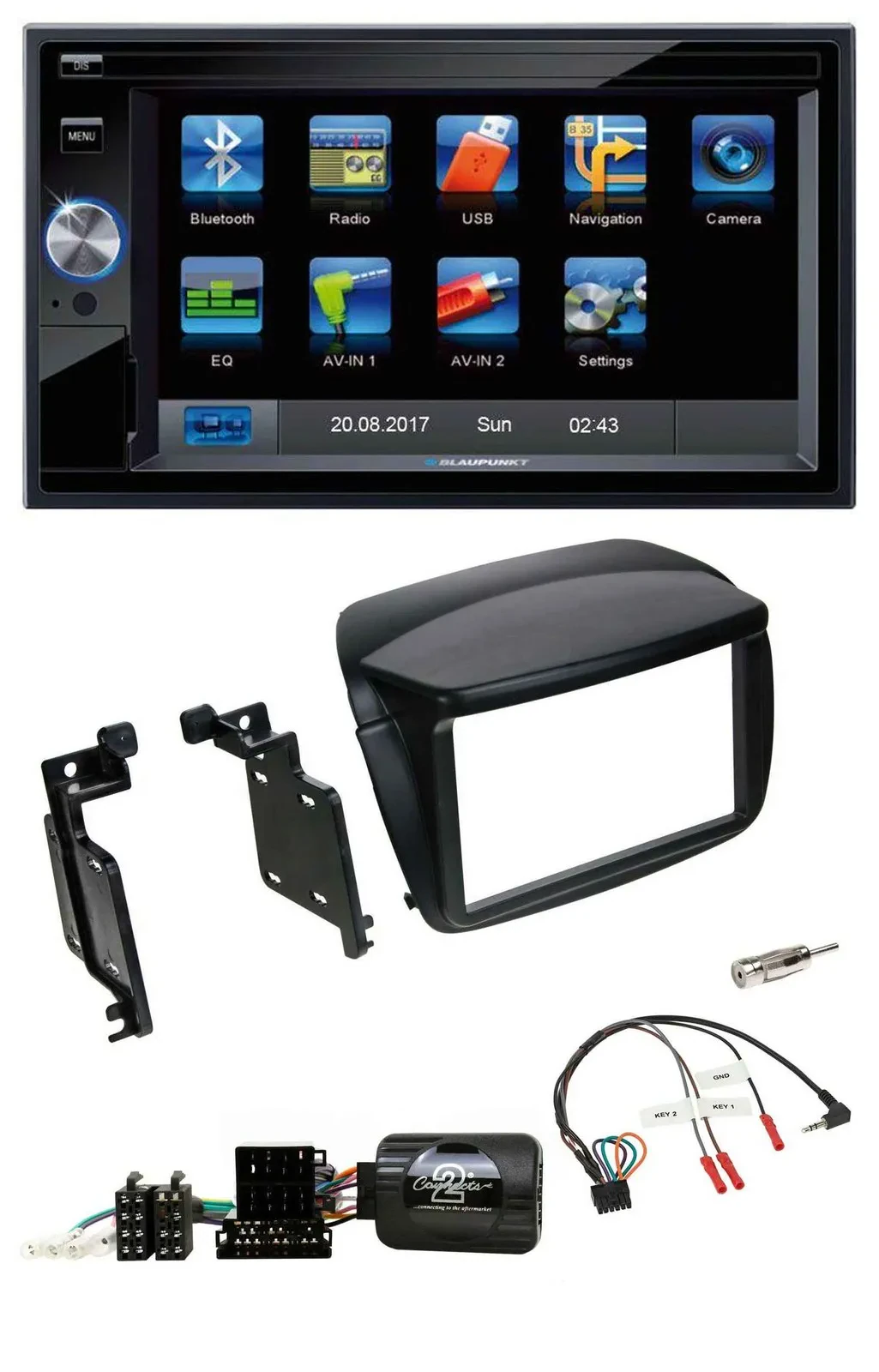 Blaupunkt SD USB TMC Bluetooth 2DIN Lenkrad Navigation für Fiat Doblo ab 2010 Op