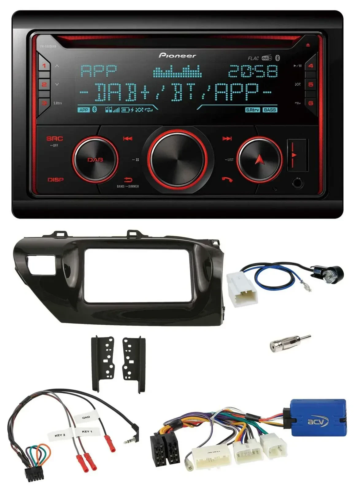 Автомагнитола для Toyota Hilux (2015–2020) Pioneer 2-DIN, DAB, Bluetooth, USB, CD