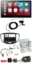 Pioneer USB Bluetooth DAB Lenkrad 2DIN Autoradio für Hyundai i10 2009-2013 schwa