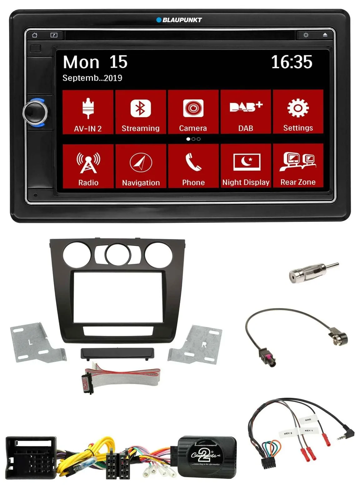 Blaupunkt TMC USB Lenkrad Bluetooth DAB 2DIN Navigation für BMW 1er man. Klima E