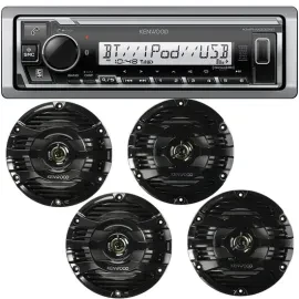 Kenwood KMR-M332BT Marine Receiver + (4) 6.5" Marine Speakers