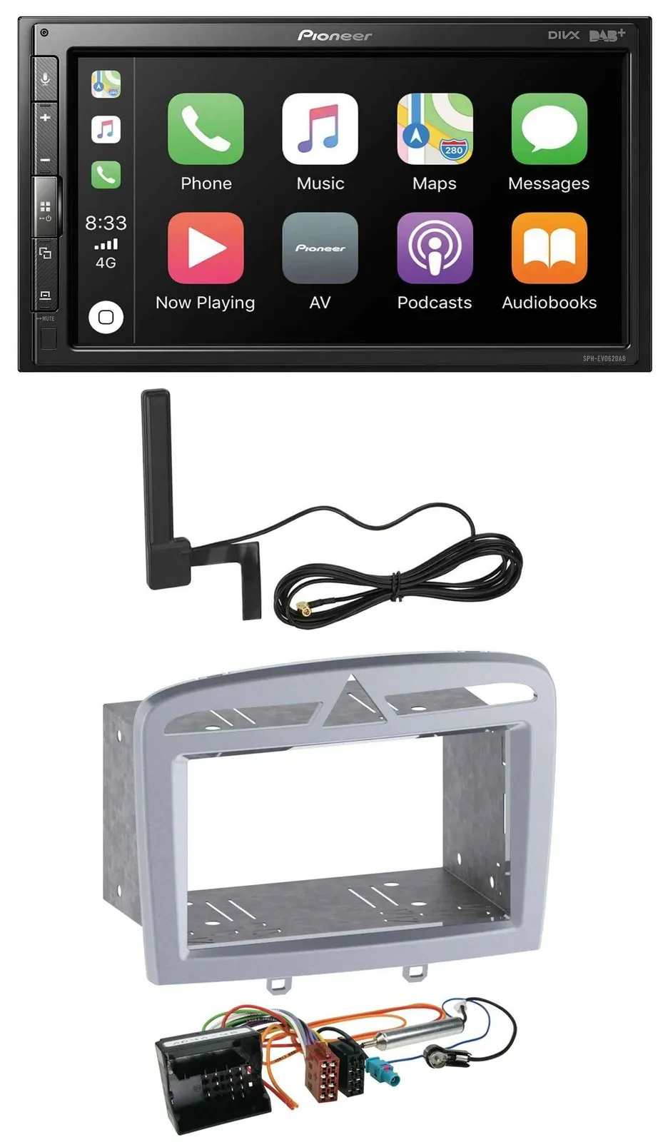 Pioneer USB 2DIN Bluetooth DAB MP3 Autoradio für Peugeot 308 09-13 warmsilber