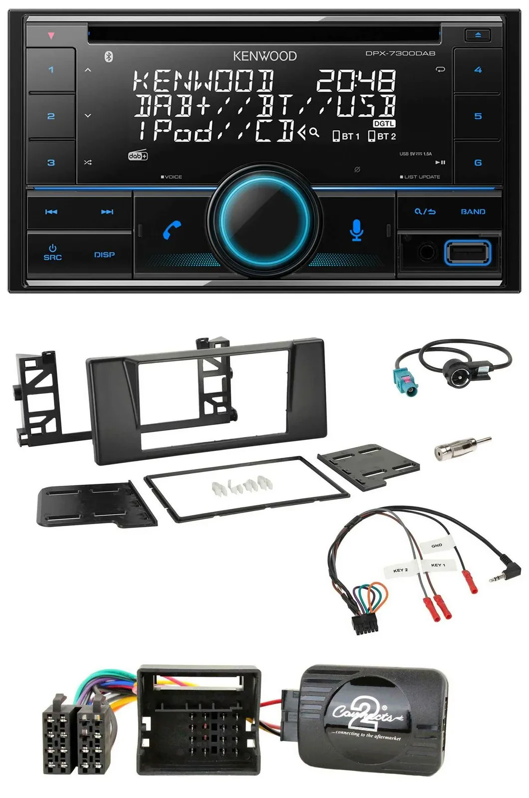 Kenwood CD 2DIN DAB USB Lenkrad Bluetooth Autoradio für BMW 5er E39 01-04 Aktivs