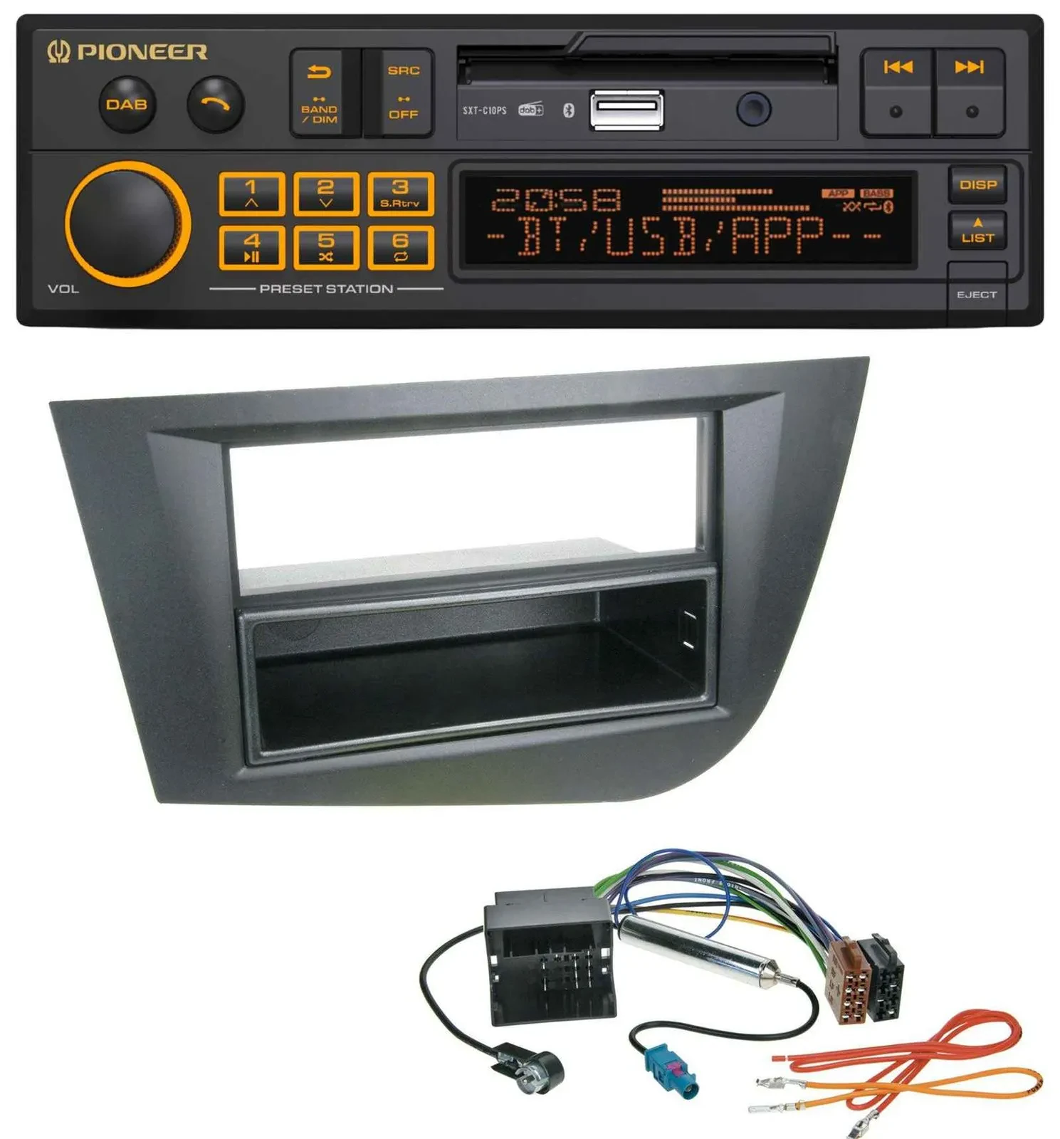 Автомагнитола Pioneer DAB MP3 USB Bluetooth для Seat Leon (с 2005) черная
