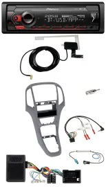 Pioneer DAB USB Lenkrad Bluetooth Autoradio für Opel Astra J ab 2009 Titan grau