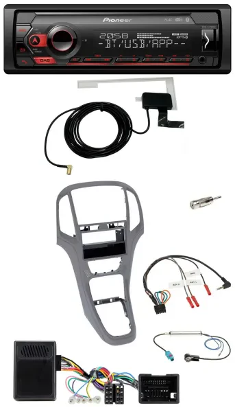 Pioneer DAB USB Lenkrad Bluetooth Autoradio für Opel Astra J ab 2009 Titan grau