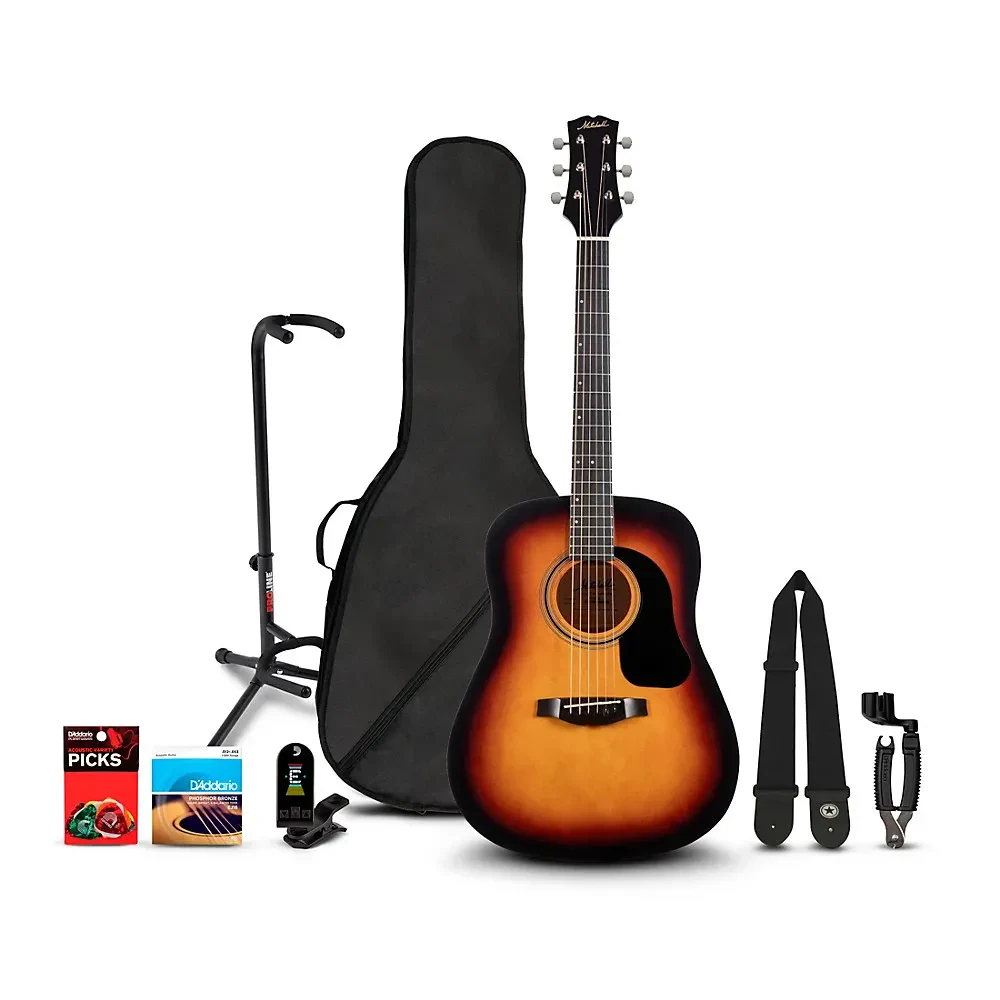 Mitchell Launch D75S Starter Dreadnought Acoustic Guitar Deluxe Pack Sunburst