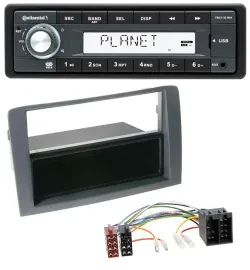 Continental USB MP3 AUX 1DIN Autoradio für Fiat Idea (350, 03-11) - grau