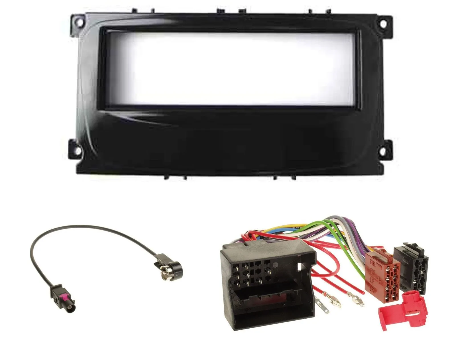 Einbauset DIN Autoradio für Ford C-Max Galaxy Focus ab 2007 glänzend schwarz