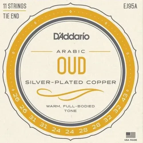 Струны для арабского уда D'Addario EJ95A (набор, 11 шт.), нейлоновый сердечник, обмотка посеребрённая медь