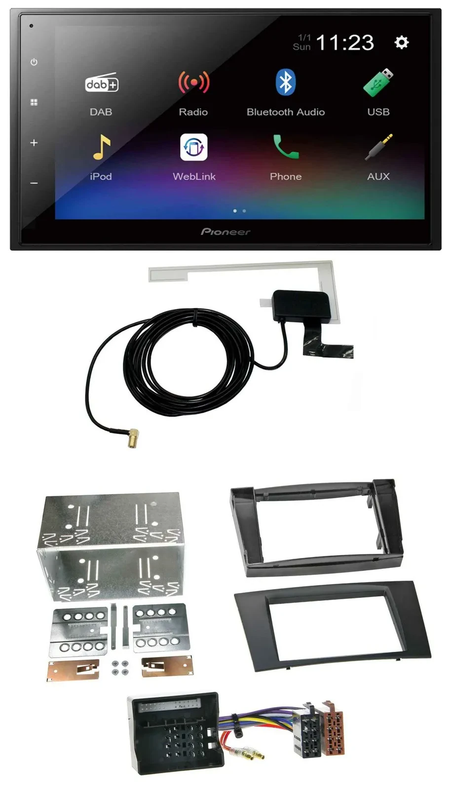 Автомагнитола для Mercedes E-Class S211 (2003–2009) Pioneer 2-DIN, DAB, Bluetooth, USB, MP3