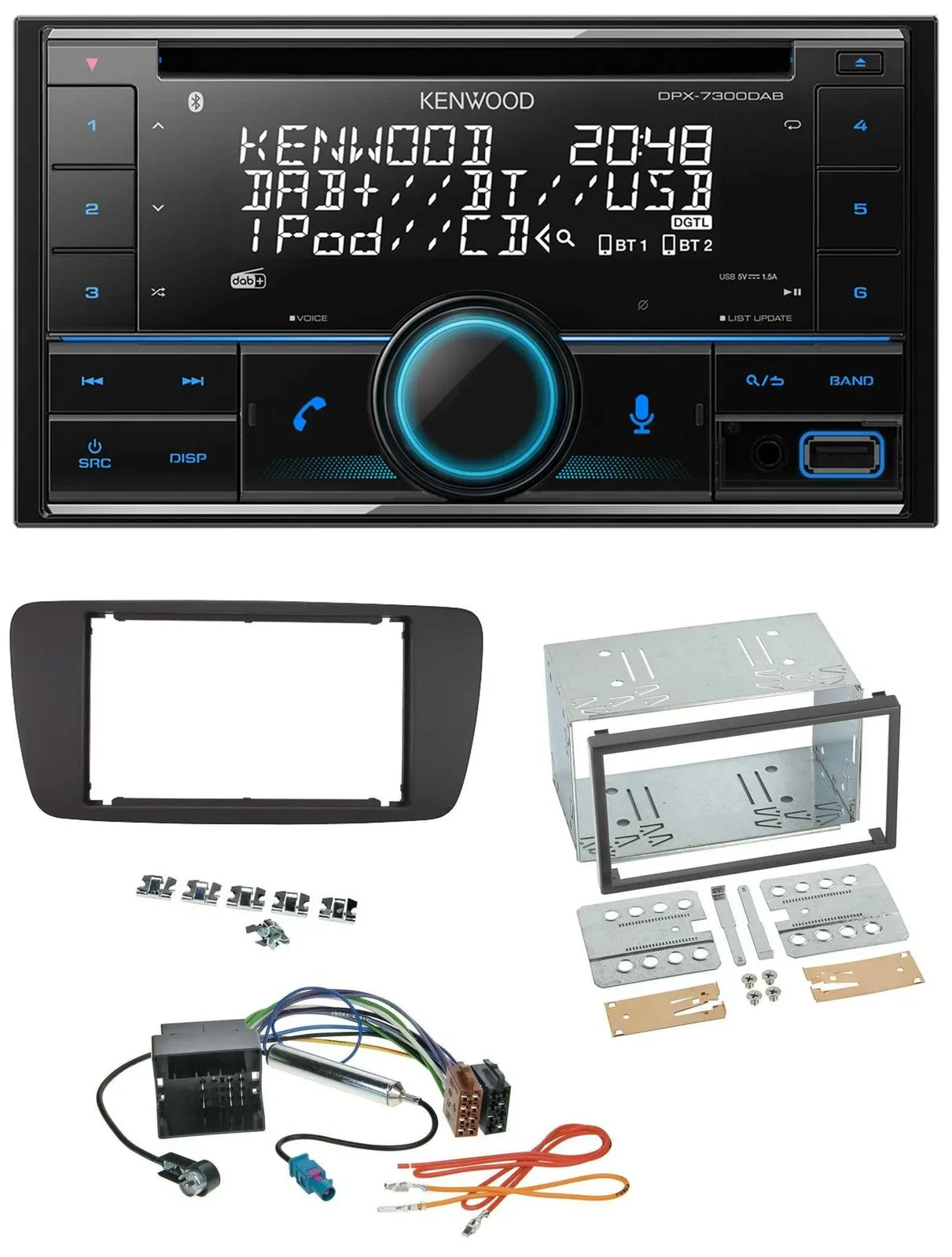 Kenwood CD 2DIN DAB USB MP3 Bluetooth Autoradio für Seat Ibiza ab 08 azabachesch